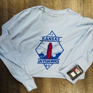 Kansas Jayhawks Large Light Blue Long Sleeve Shirt by Upscape-NWT